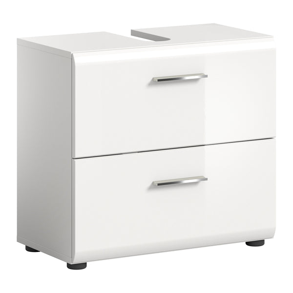 Waschbeckenunterschrank Ice 60x54x32 cm in weiß Hochglanz Tiefziehfront Korpus weiß