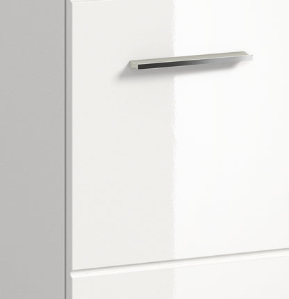 Waschtischunterschrank mit Schublade und silbernem Griff, weißer Korpus