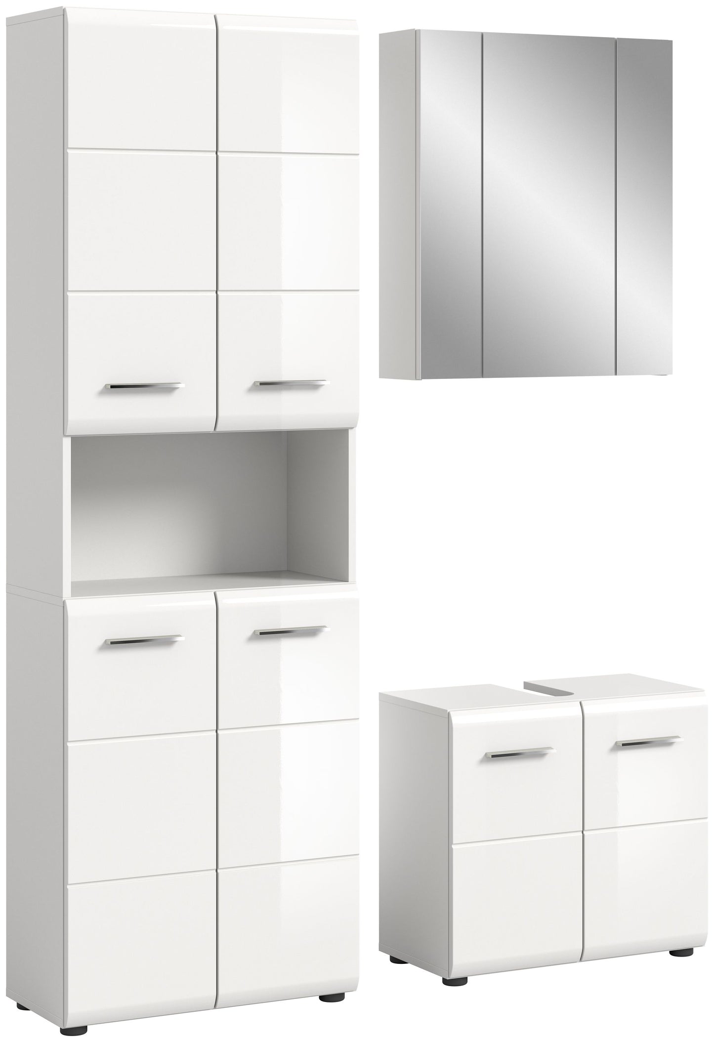 Homes & Jones Badmöbel-Set in Weiß: Spiegelschrank und Unterschrank mit Schubladen