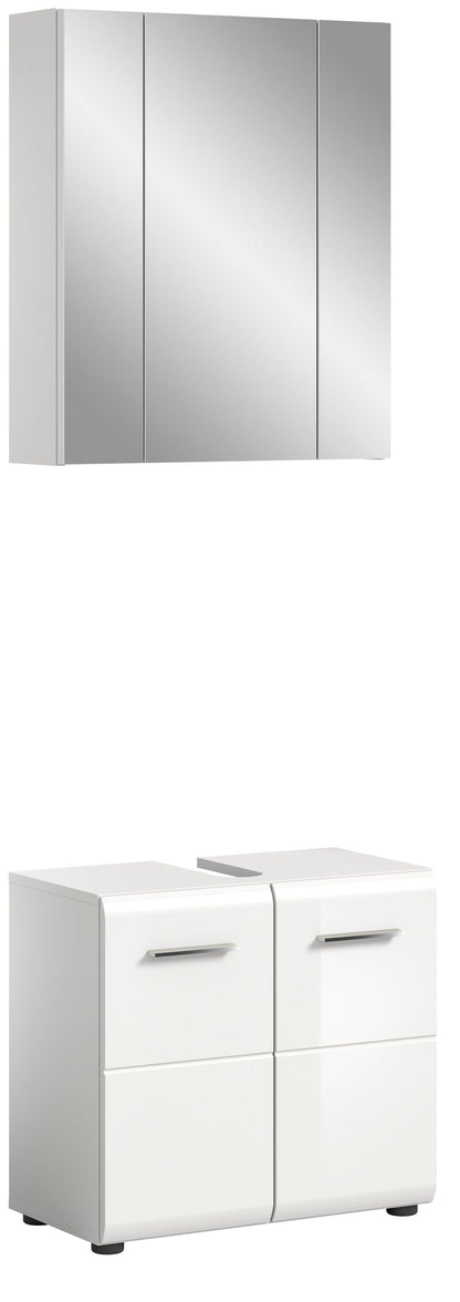 Homes & Jones Badschrank-Set: Spiegelschrank in Weiß mit zwei Drehtüren
