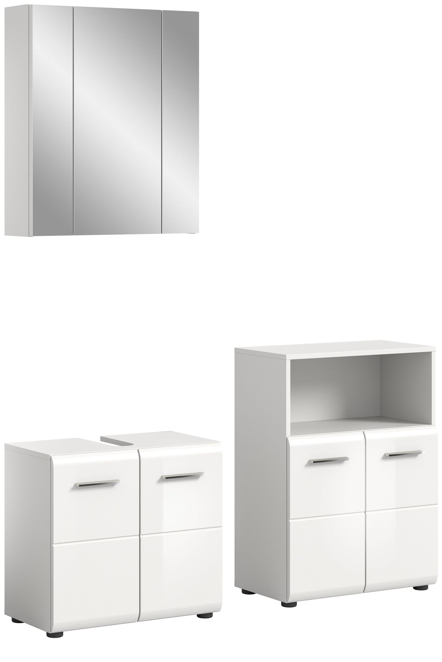 Spiegelschrank mit zwei Türen, weiß-graues Design