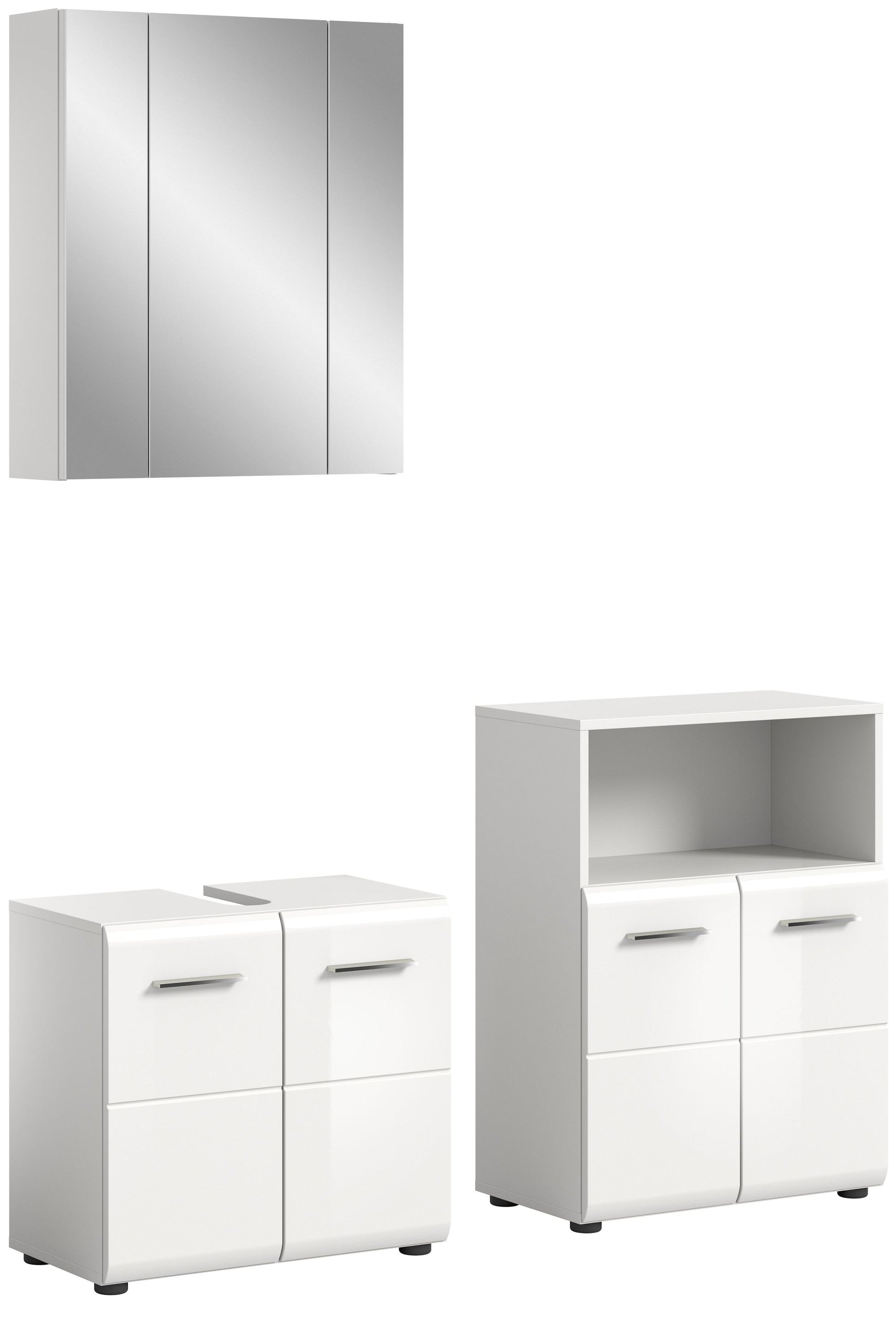 Spiegelschrank mit zwei Türen, weiß-graues Design