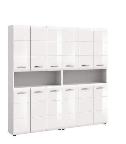 Badmöbelset von Homes & Jones, 2-tlg., weißes Frontdesign mit Schubfächern und Türen