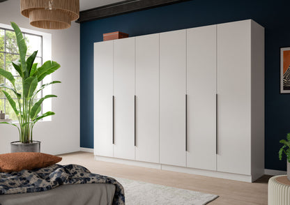 Homes & Jones Kleiderschrank 2-tlg. in Weiß, Front mit sechs Griffleisten