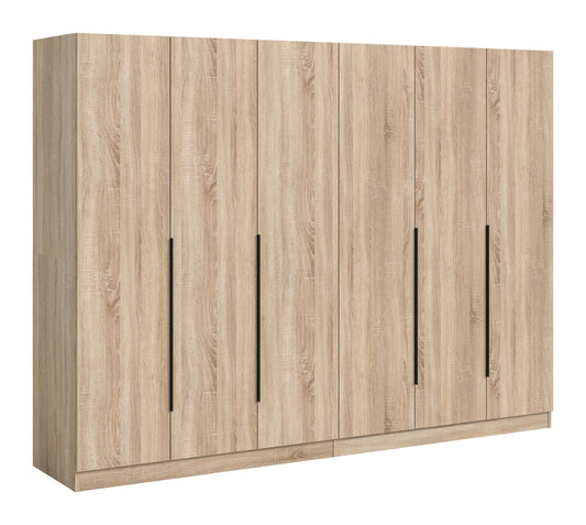 Homes & Jones Kleiderschrank 2-tlg. in Holzoptik, sechs Türen mit schwarzen Griffleisten