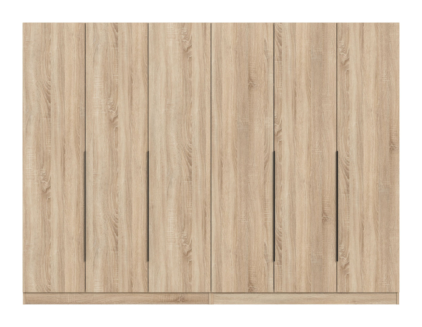 Homes & Jones Kleiderschrank 2-tlg. Holzoptik, sechs Türen mit langen schwarzen Griffen