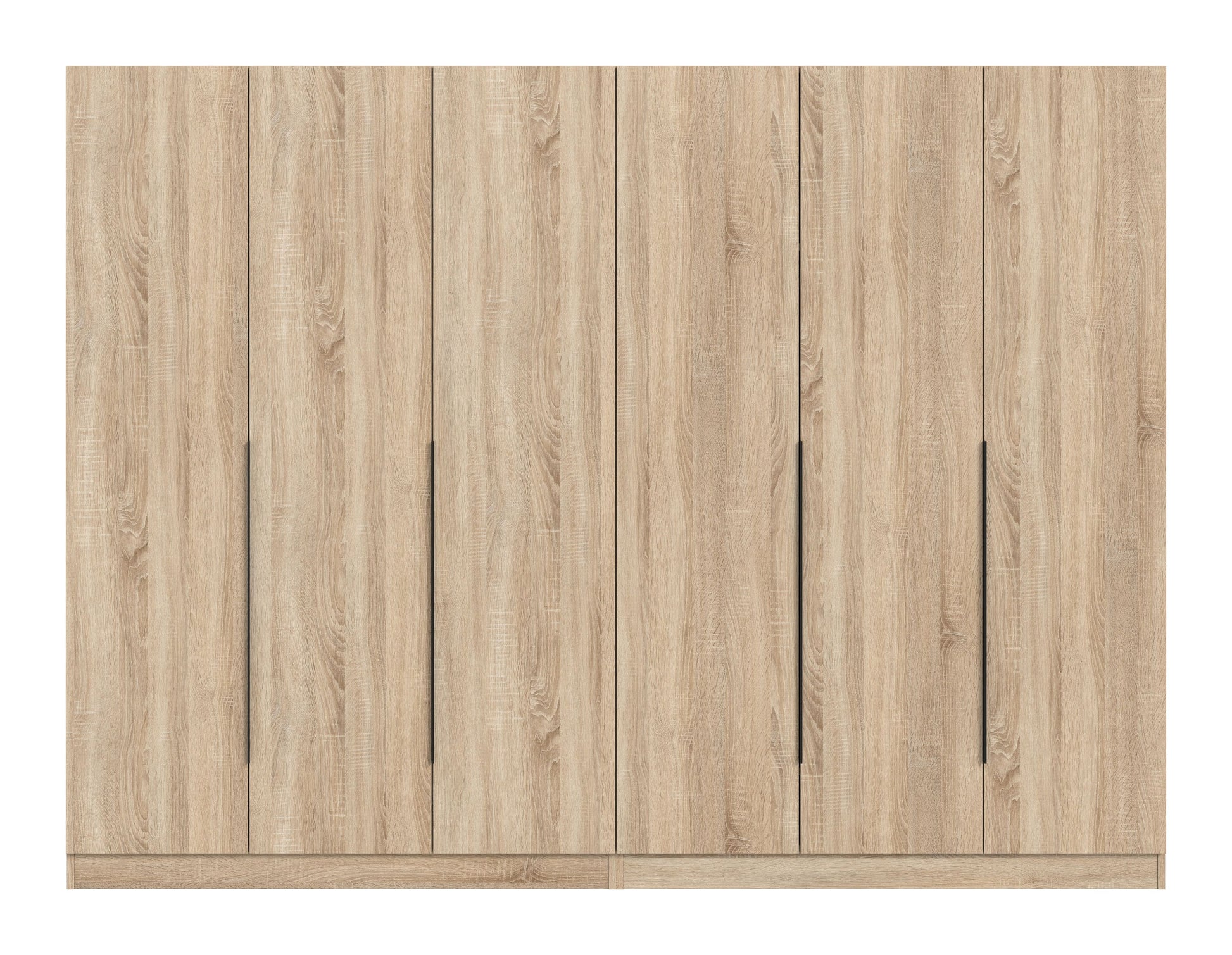 Homes & Jones Kleiderschrank 2-tlg. Holzoptik, sechs Türen mit langen schwarzen Griffen