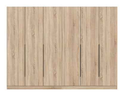 Homes & Jones Kleiderschrank 2-tlg. Holzoptik, sechs Türen mit langen schwarzen Griffen