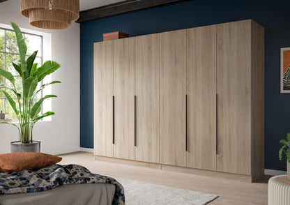 Homes & Jones Kleiderschrank 2-tlg. Holzoptik, Front mit sechs Griffleisten