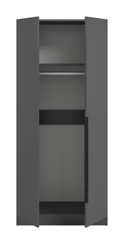 Zweitätüriger Kleiderschrank mit offenem Fach und Einlegeboden