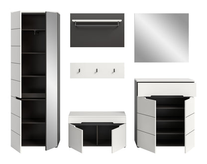 Ensemble d'entrée CANU (L/H/P : env. 255/190/37 cm) en gris basalte/vert fumée