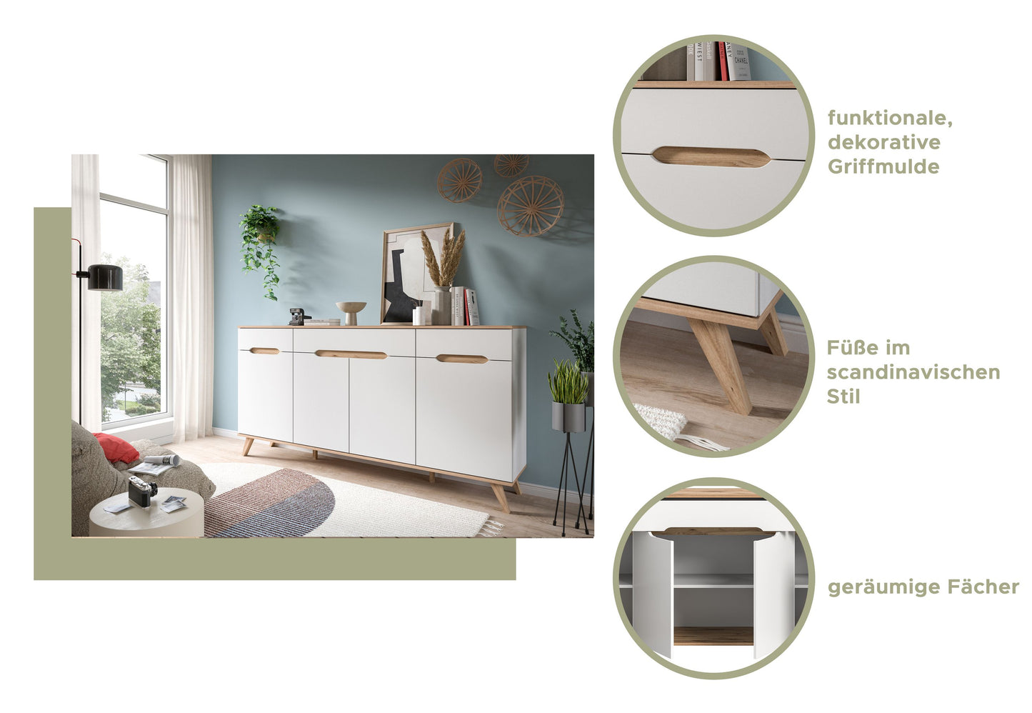 Homes & Jones Sekretär Schreibtisch Skandi Style, Büromöbel-Home-Office