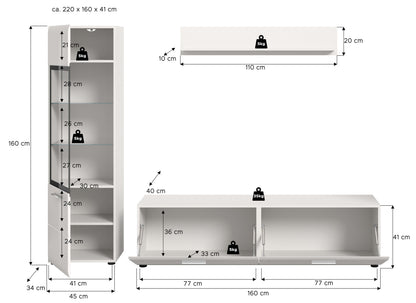 Homes & Jones Wohnwand 3-tlg., TV Möbel Anbauwand, TV bis 70 Zoll geeignet