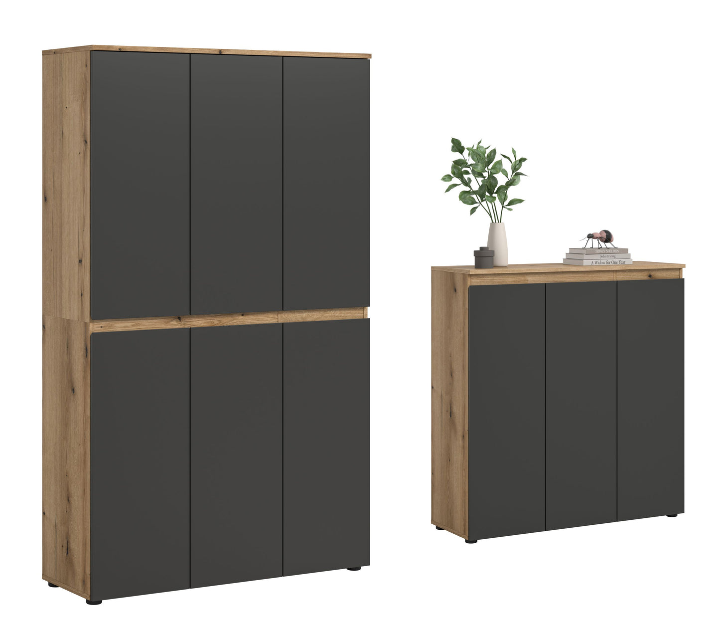 Armoire universelle SCARPA (L/H/P : env. 235/175/37 cm) en vert fumée/vert fumée