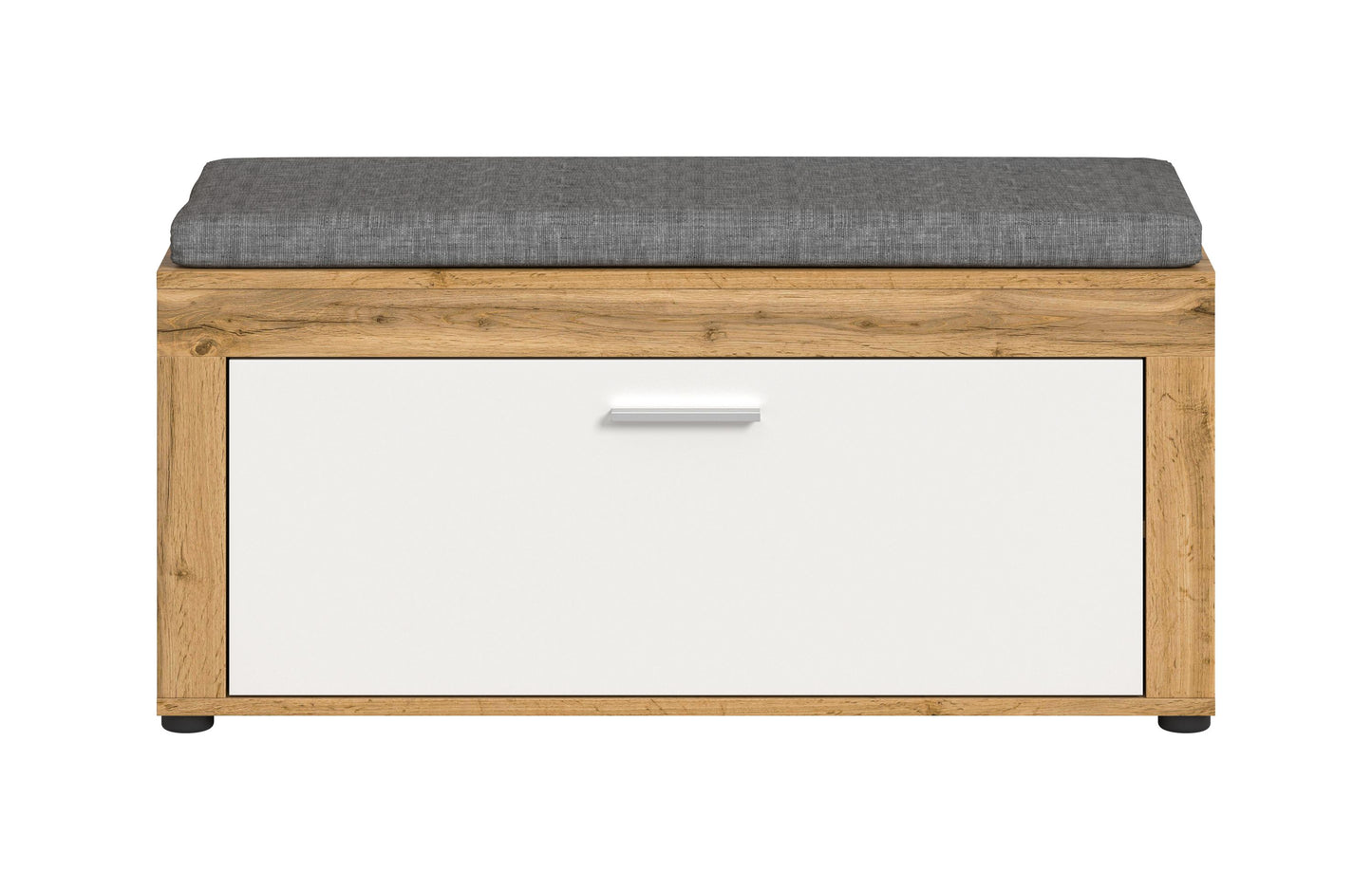 Banc avec coussin JAM (L/H/P : env. 100/44/35 cm) en décor chêne Wotan/blanc