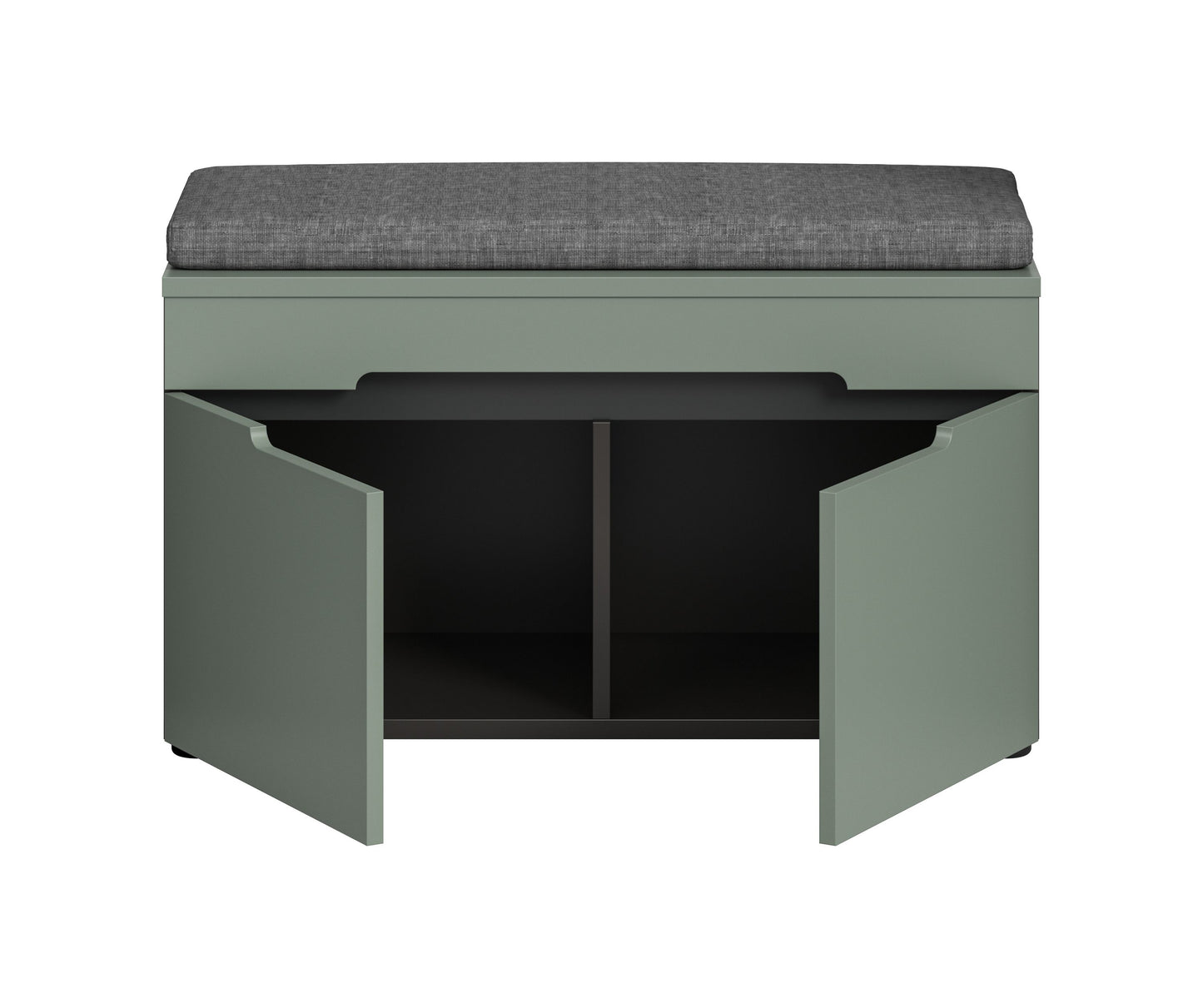 Banquette avec coussin d'assise CANU (L/H/P : env. 80/45/37 cm) gris basalte/vert fumée