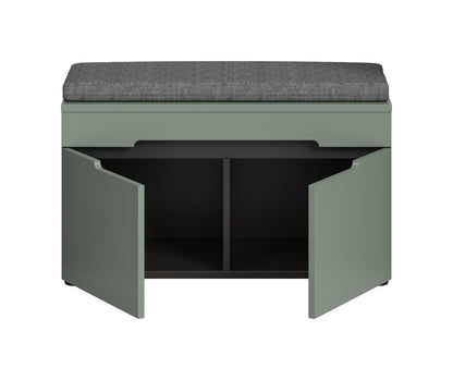Banquette avec coussin d'assise CANU (L/H/P : env. 80/45/37 cm) gris basalte/vert fumée