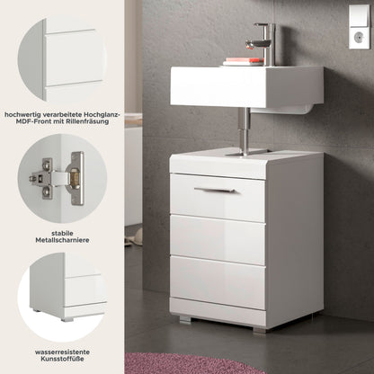Scout Waschbeckenunterschrank  (B/H/T: 40x56x34 cm) in Weiß hochglanz und Weiß