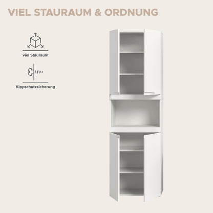 Viana Hochschrank breit (B/H/T: 60x194x31 cm) in Weiß matt und Weiß