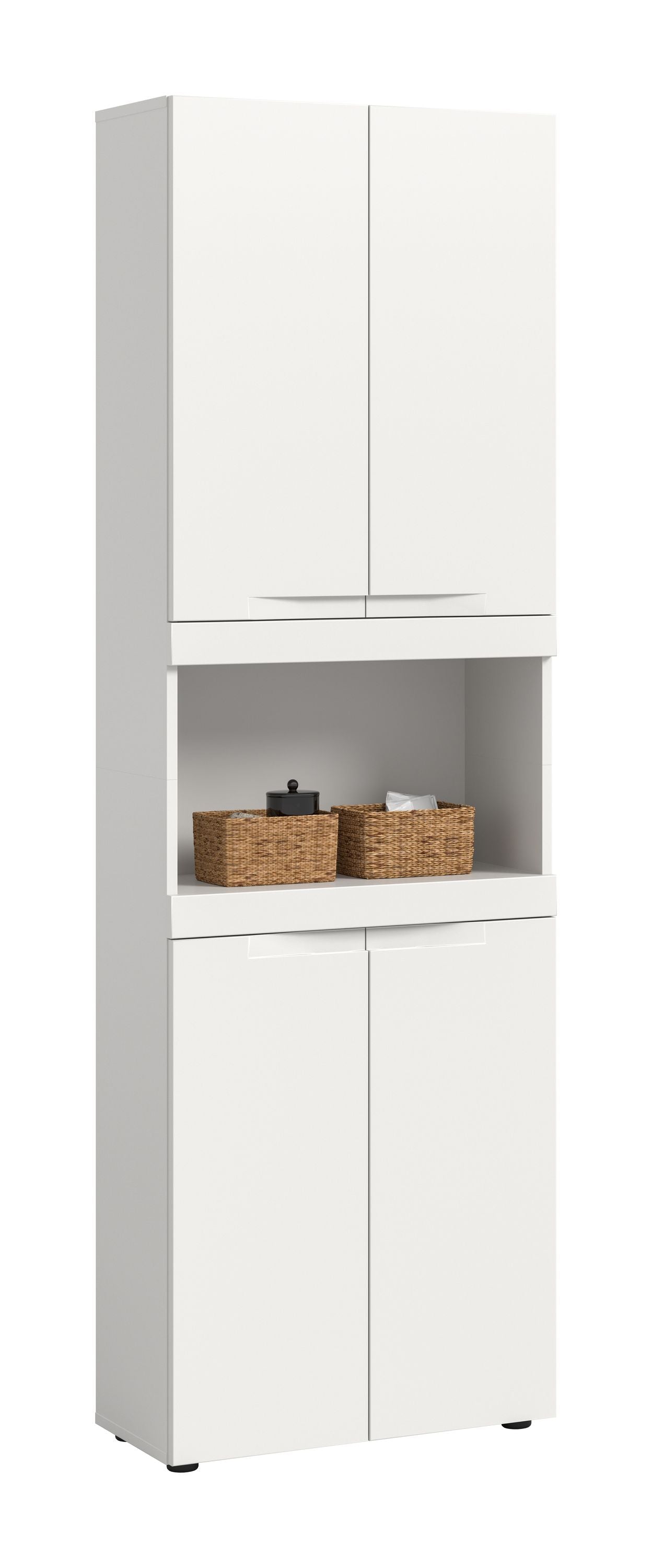 Viana Hochschrank breit (B/H/T: 60x194x31 cm) in Weiß matt und Weiß