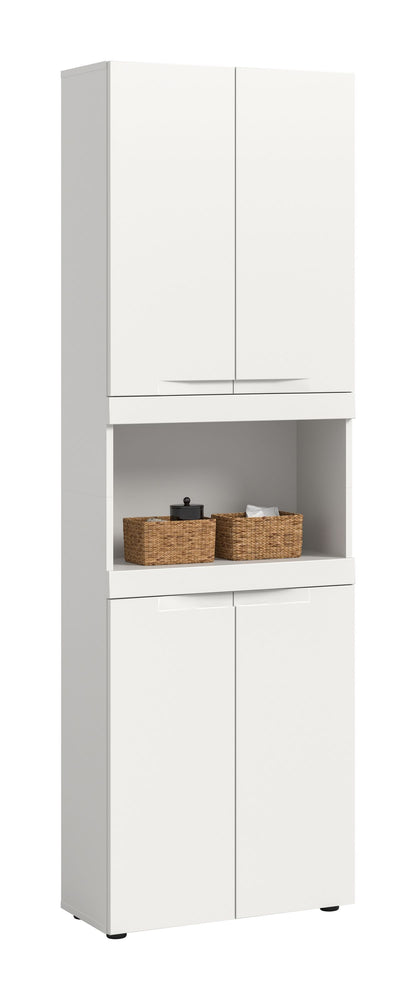 Viana Hochschrank breit (B/H/T: 60x194x31 cm) in Weiß matt und Weiß