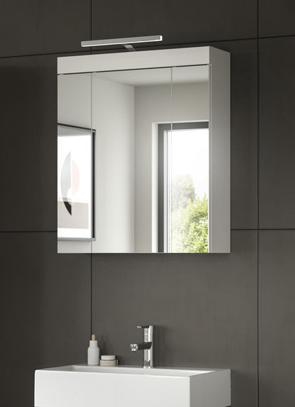 Viana Spiegelschrank inkl. Beleuchtung (B/H/T: 60x70x18 cm) in Spiegelglas und Weiß