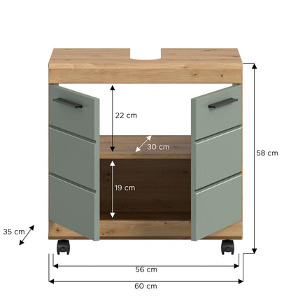Homes & Jones Waschbeckenunterschrank auf Rollen, Schrank easy to handle