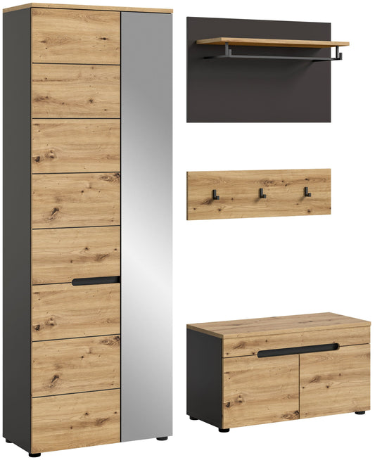 Hallway Set CANU (W/H/D: approx. 160/190/37 cm) in Basalt Grey/Smoke Green