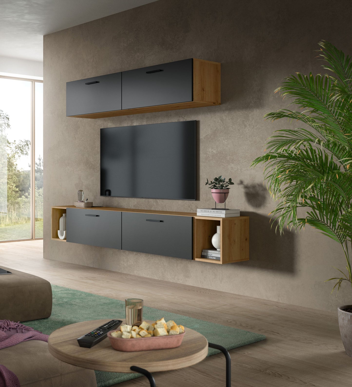 Homes & Jones Wohnwand 2-tlg. TV Möbel Modular Lowboard, Wohnzimmerschrank