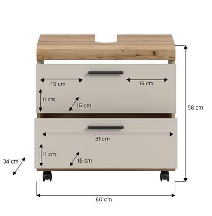 Homes & Jones Waschbeckenunterschrank auf Rollen, Schrank easy to handle