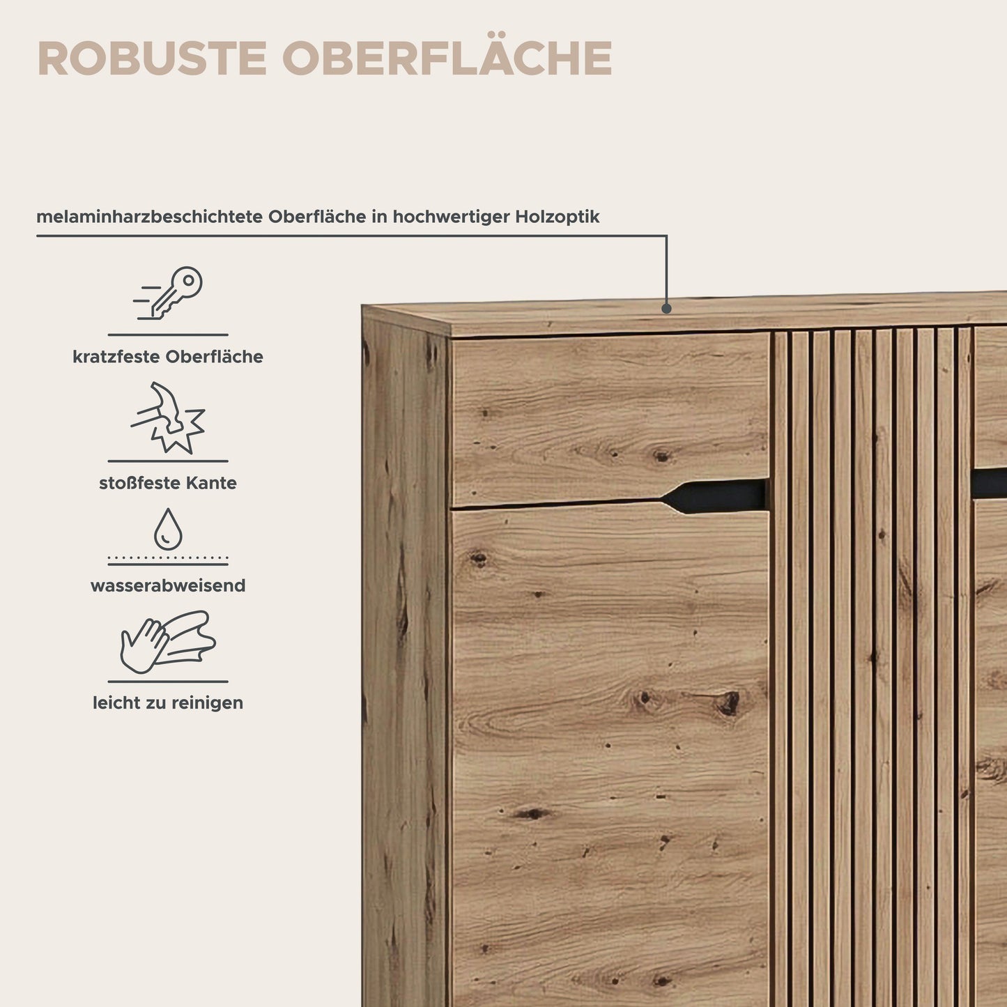 Keno Schuhkommode (B/H/T: 104x98x37 cm) in Artisan Eiche Nachbildung