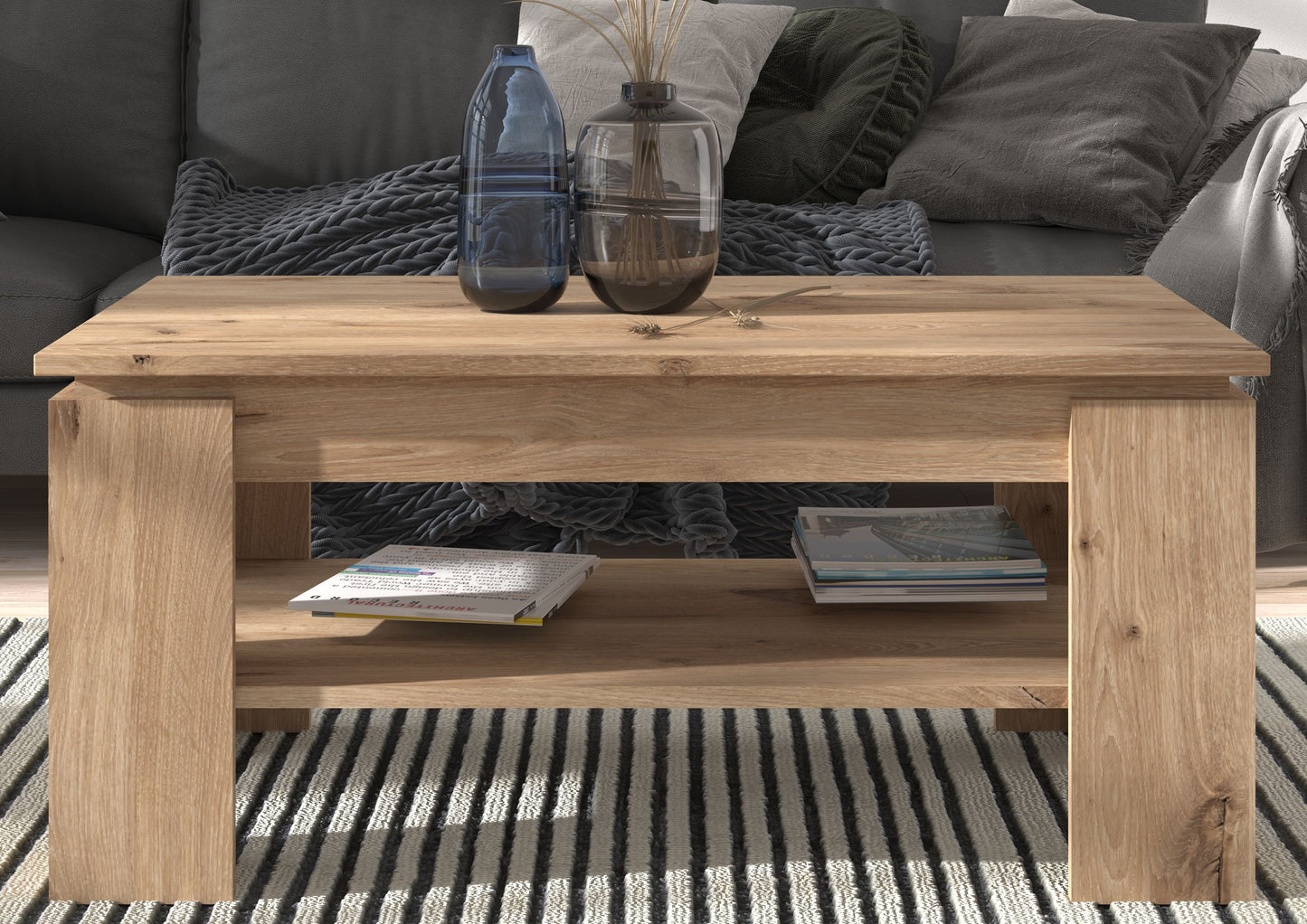 Table basse TITAN (L/H/P : env. 100/45/60 cm) en imitation chêne Artisan/imitation chêne Artisan