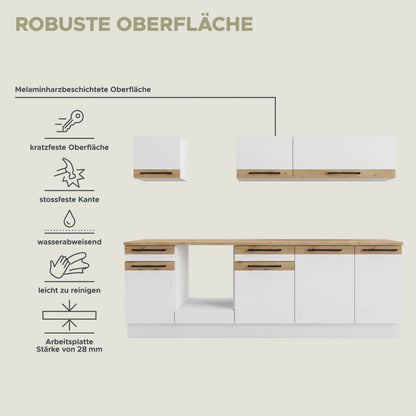 Küchenzeile (ohne E-Geräte) (B/H/T 280x195x60 cm) in Weiß