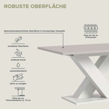 Table de salle à manger MOTION (L/H/P : env. 150/76/90 cm) en blanc/cachemire