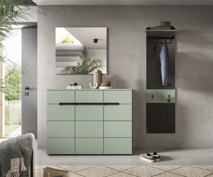 Ensemble de couloir CANU (L/H/P : env. 180/190/37 cm) en gris basalte/vert fumée