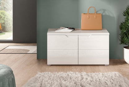 Banquette SOLERO (L/H/P : env. 80/43/37 cm) en blanc/blanc brillant