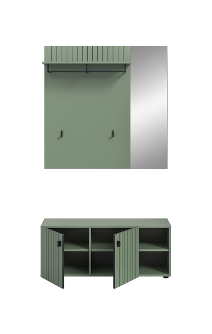 Ensemble de penderie STATION (L/H/P : env. 106/192/37 cm) en vert fumé/vert fumé