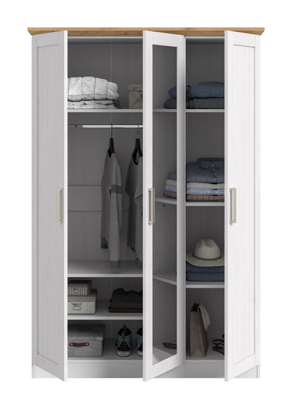 3-door wardrobe FLORENZ (W/H/D: approx. 124/185/54 cm) in Sibiu Larch reproduction/Sibiu Larch reproduction
