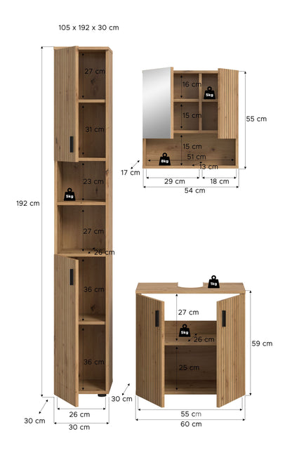 MONE bathroom set (W/H/D: approx. 105/192/30 cm) in cashmere/cashmere