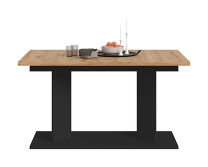 Table de salle à manger GUSTAV (L/H/P : env. 220/76/100 cm) en blanc/imitation chêne Artisan