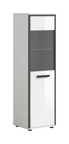 Badschrank KOJAK (B/H/T: ca. 40/139/34 cm) in weiß/weiß hochglanz