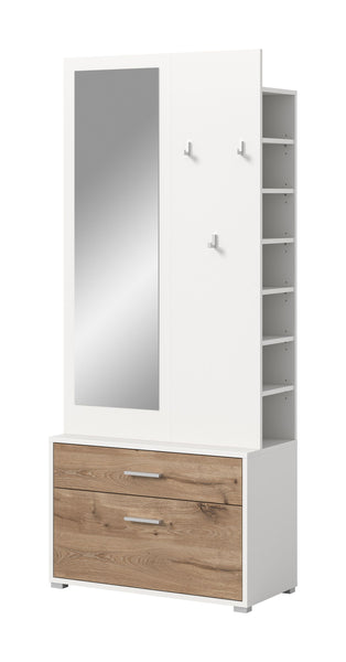 Garderoben-Set POLO (B/H/T: ca. 80/190/38 cm) in Weiß/Nox Oak Nachbildung