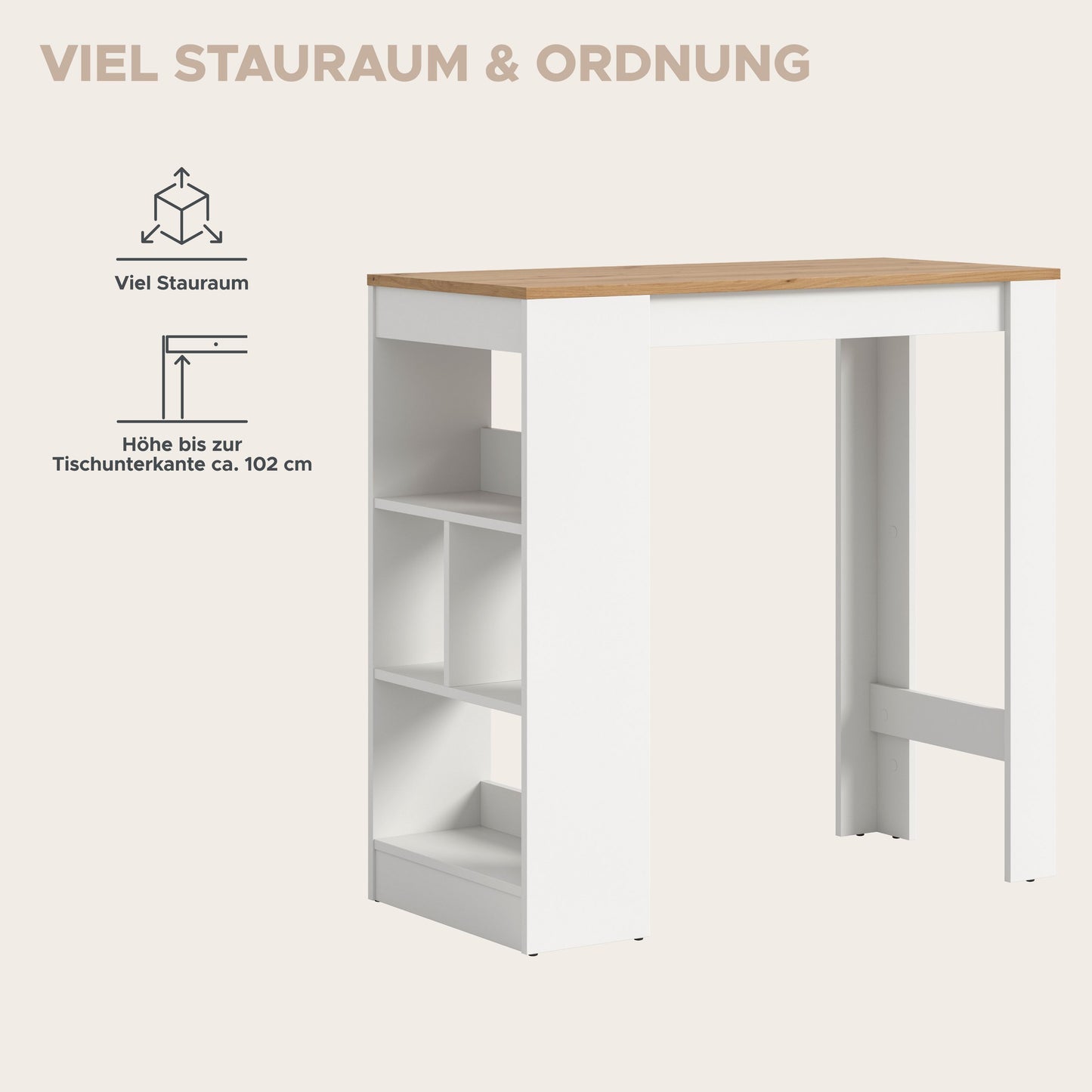 Urban Bar-/Esstisch  (B/H/T: 105x103x51 cm) in Weiß
