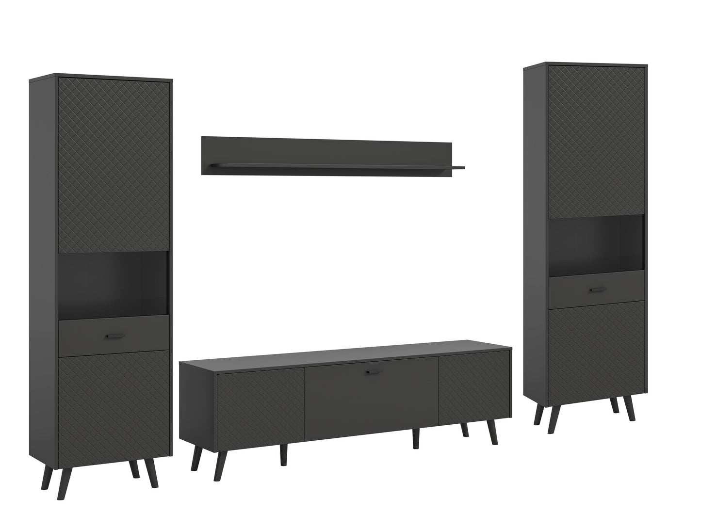 Ensemble mural LINEA (L/H/P : env. 331/195/40 cm) en gris/gris mat
