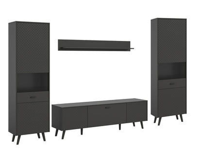 Ensemble mural LINEA (L/H/P : env. 331/195/40 cm) en gris/gris mat