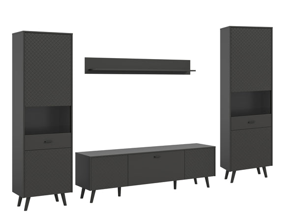 Wohnkombination LINEA (B/H/T: ca. 331/195/40 cm) in grau/grau matt