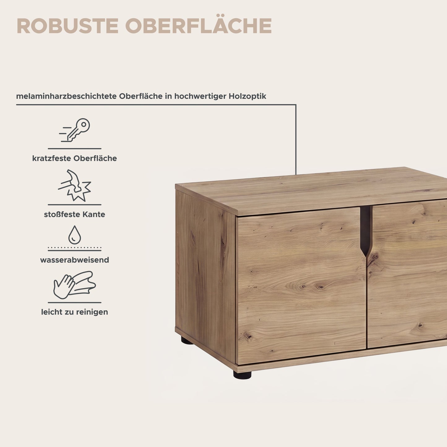 Keno Sitzbank (B/H/T: 80x44x37 cm) in Artisan Eiche Nachbildung