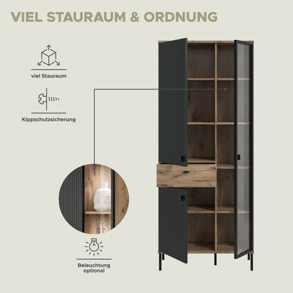 Homes & Jones Wohnwand 2-tlg., TV Möbel Anbauwand, TV bis 70 Zoll geeignet