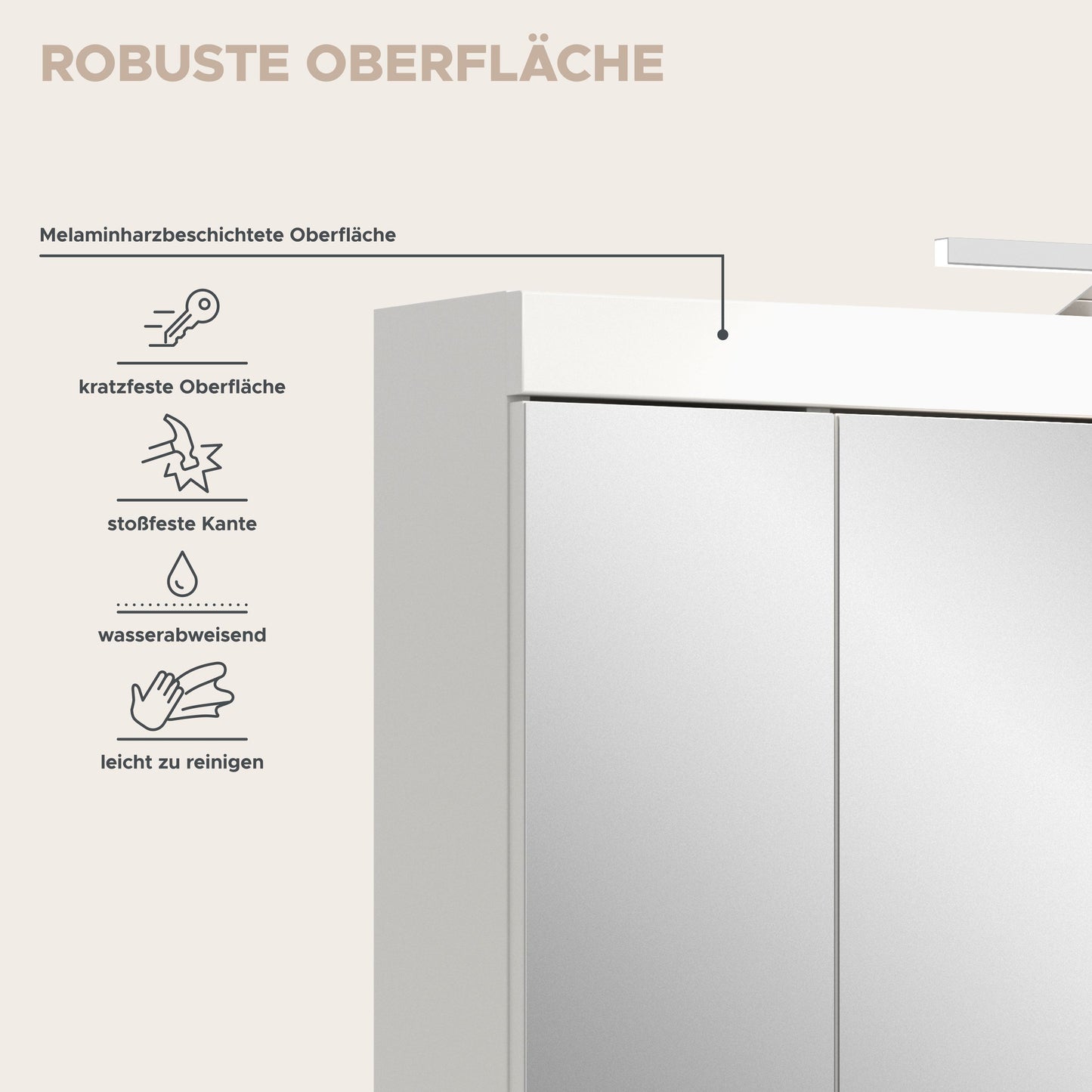 Viana Spiegelschrank inkl. Beleuchtung (B/H/T: 80x70x18 cm) in Spiegelglas und Weiß
