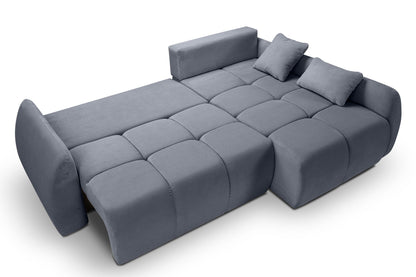 Canapé convertible d'angle Sancho Long – Canapé d'angle tendance en velours côtelé avec fonction couchage